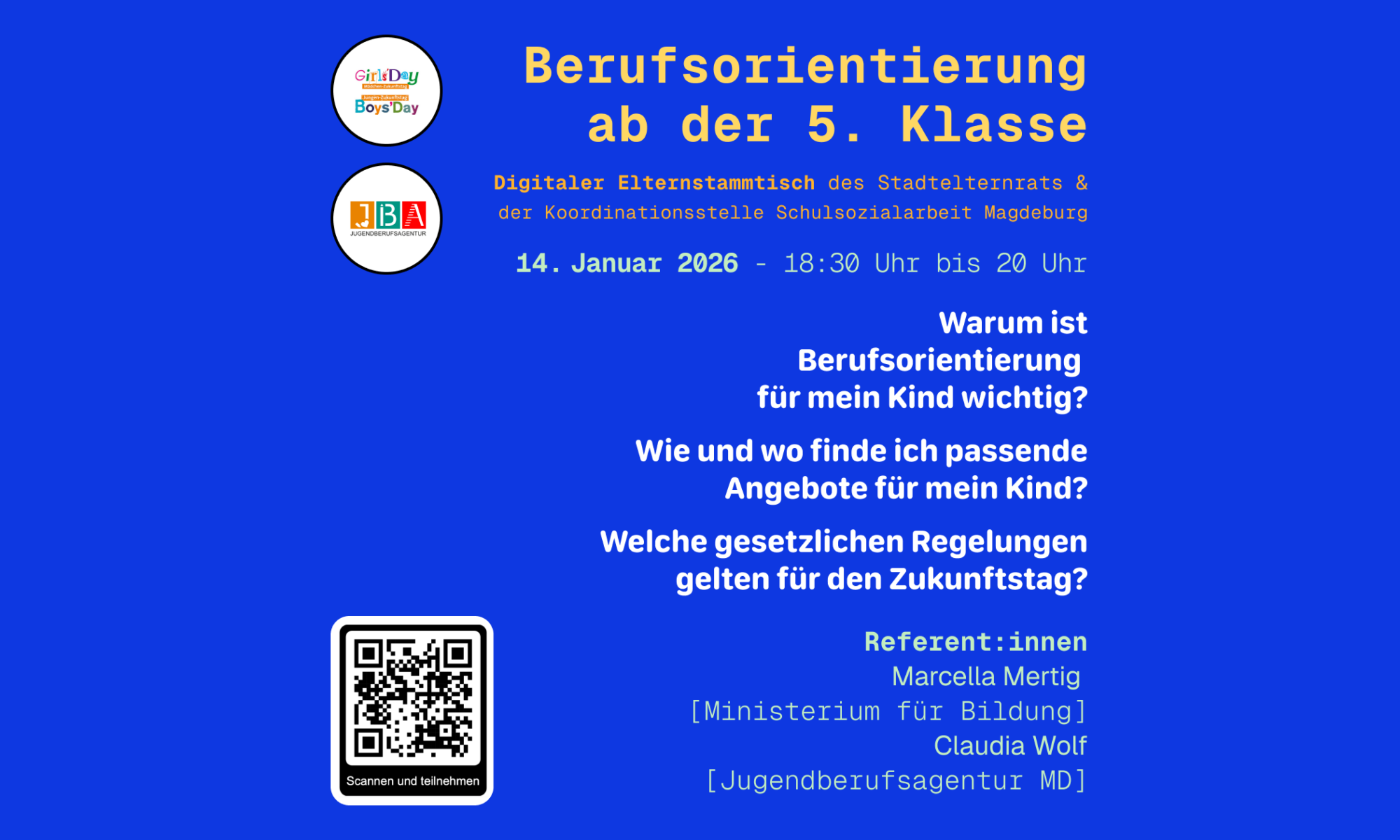 Digitaler Elternstammtisch - Berufsorientierung ab der 5. Klasse